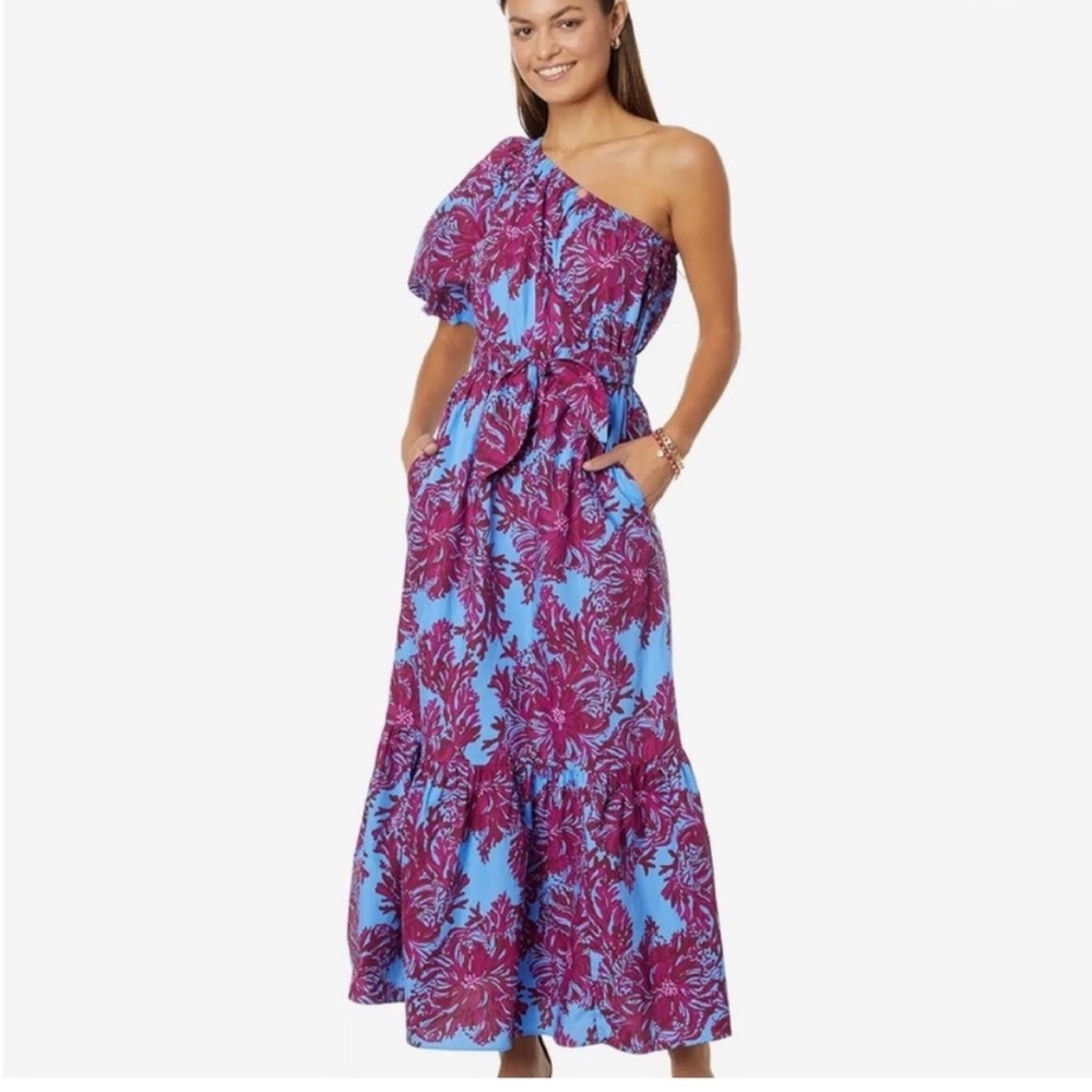 NWT Lilly Pulitzer Zelalynn feel like a Shellebrity One-Shoulder Dress